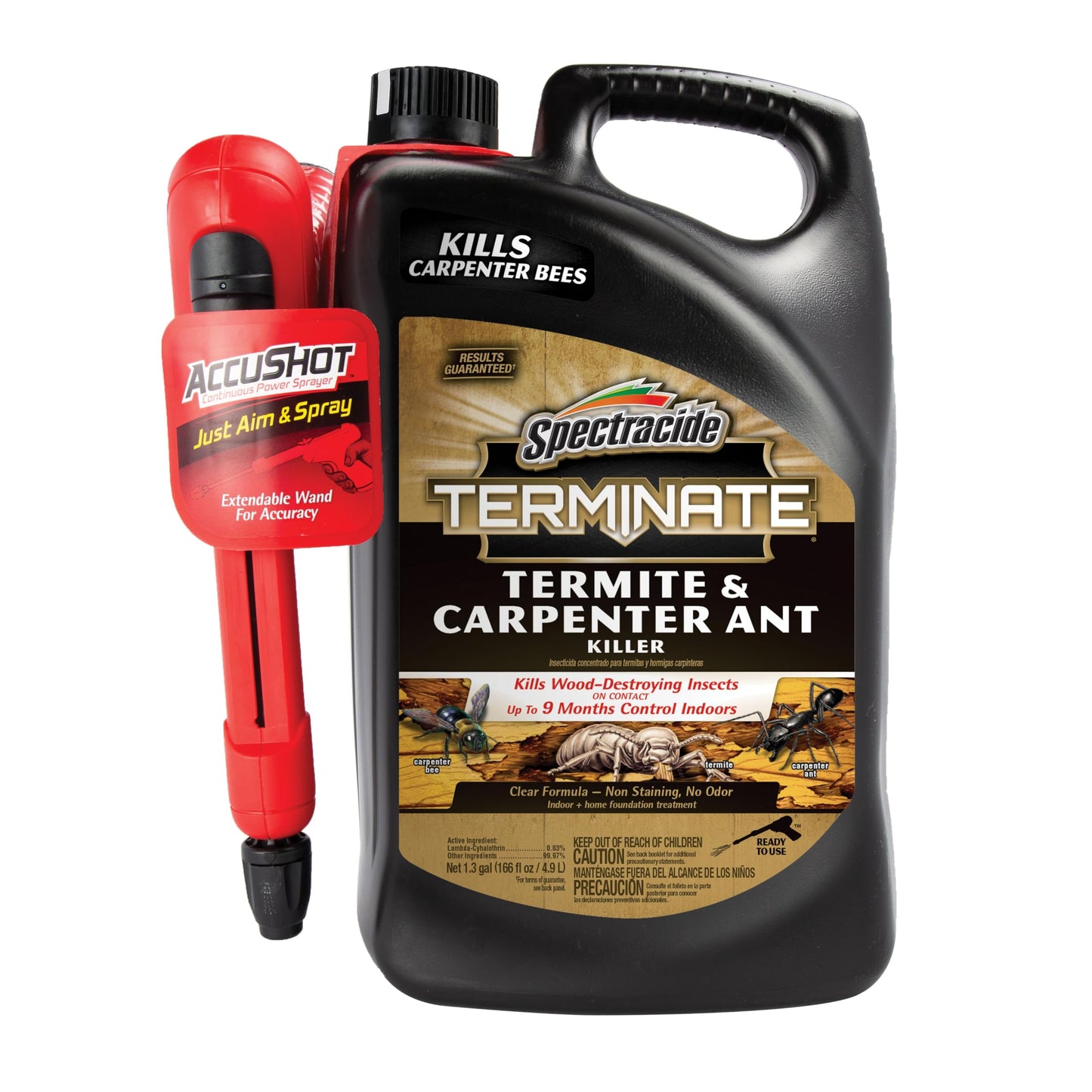 Spectracide Terminate Termite And Carpenter Ant Killer 1.33 Gallons, Includes AccuShot Sprayer, Light Yellow/Water White