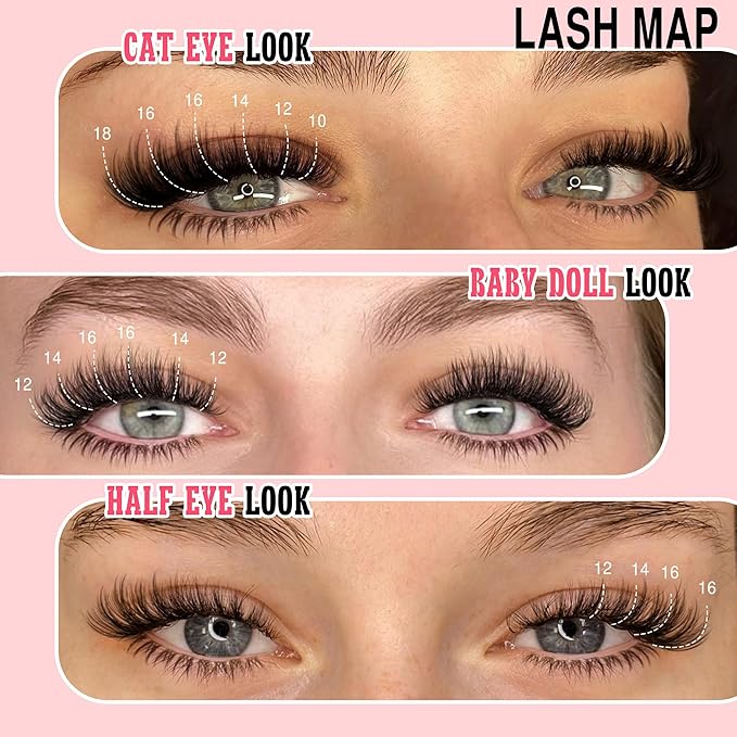 Goddvenus Wispy Lash Clusters Kit Cluster Eyelash Extensions Natural Lash Extension Kit C Curl Fluffy Individual Eyelashes with Bottom Lashes Clusters Waterproof Bond and Seal DIY at Home
