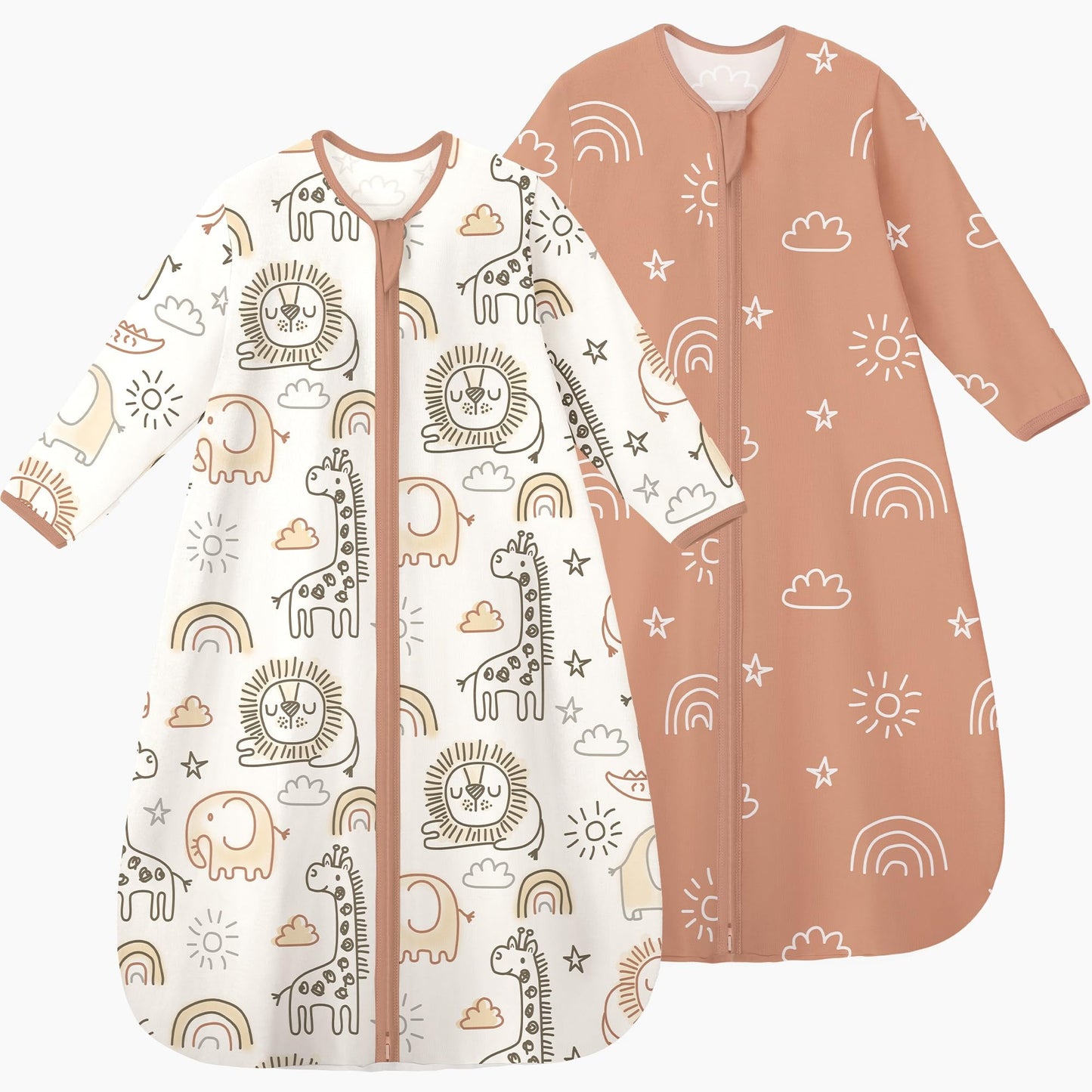 Yoofoss Baby Sleep Sack 6-12 Months Long Sleeve Wearable Blanket Baby 100% Cotton 2-Way Zipper 0.5 Tog Infants Sleeping Sack, Lightweight(Medium)