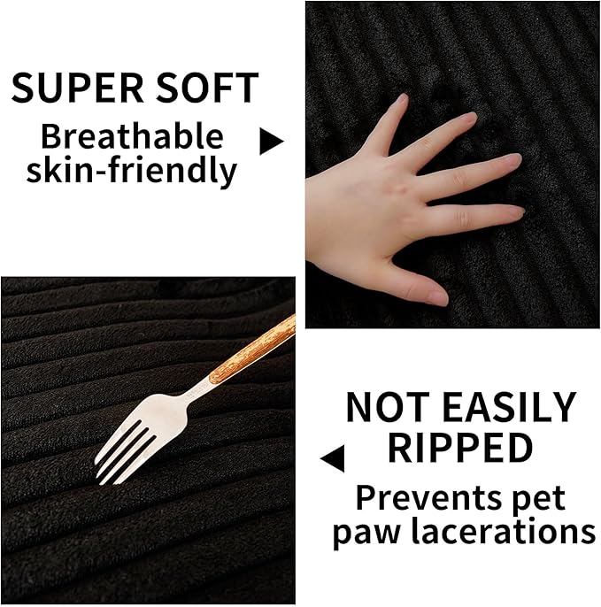 HAOMAIJIA Waterproof Couch Cover for Dogs Washable,Faux Fur Pet Couch Covers for Sofa,Soft Dog Bed Cover Non-Slip Couch Covers for 2 Cushion Couch Sofa Pet Friendly (Black, 35" x 47" 1 Pack)