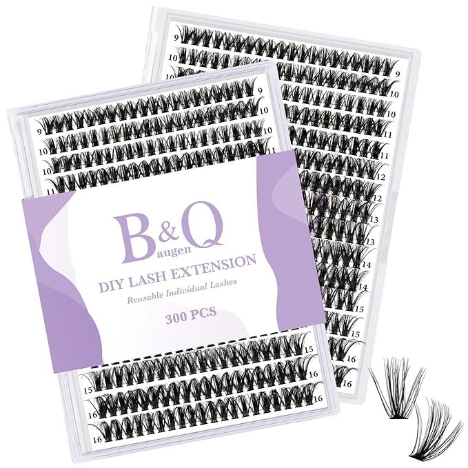 B&Qaugen Manga Lash Clusters DIY Individual Lashes 50D-D-11 300 PCS False Eyelash Cluster Manga Cluster 30D 40D 50D D Curl Eyelash Extensions at Home (50D-D-11)