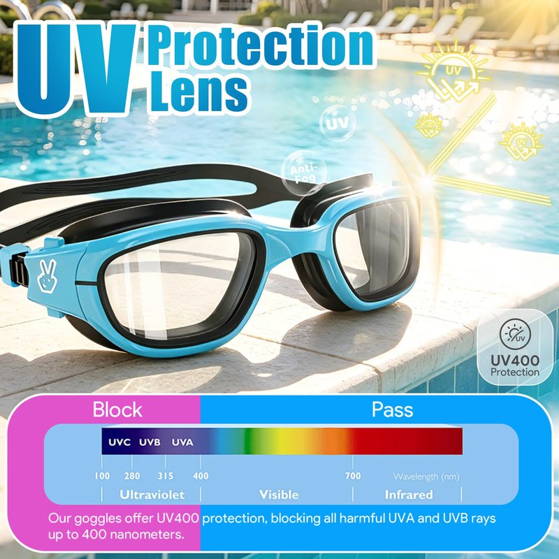 Vvinca Kids Swim Goggles, Swimming Goggles for Toddlers Kids 3-14 Anti-Fog UV Protection No Leak Pool Glasses for Boys Girls