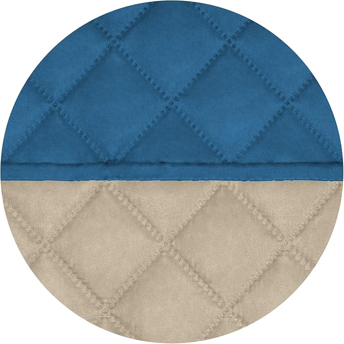 PureFit Reversible Quilted Sofa Cover, Water Resistant Medium Slipcover Furniture Protector, Washable Couch Cover with Non Slip Foam and Elastic Straps for Kids, Pets (Loveseat, Peacock Blue/Beige)