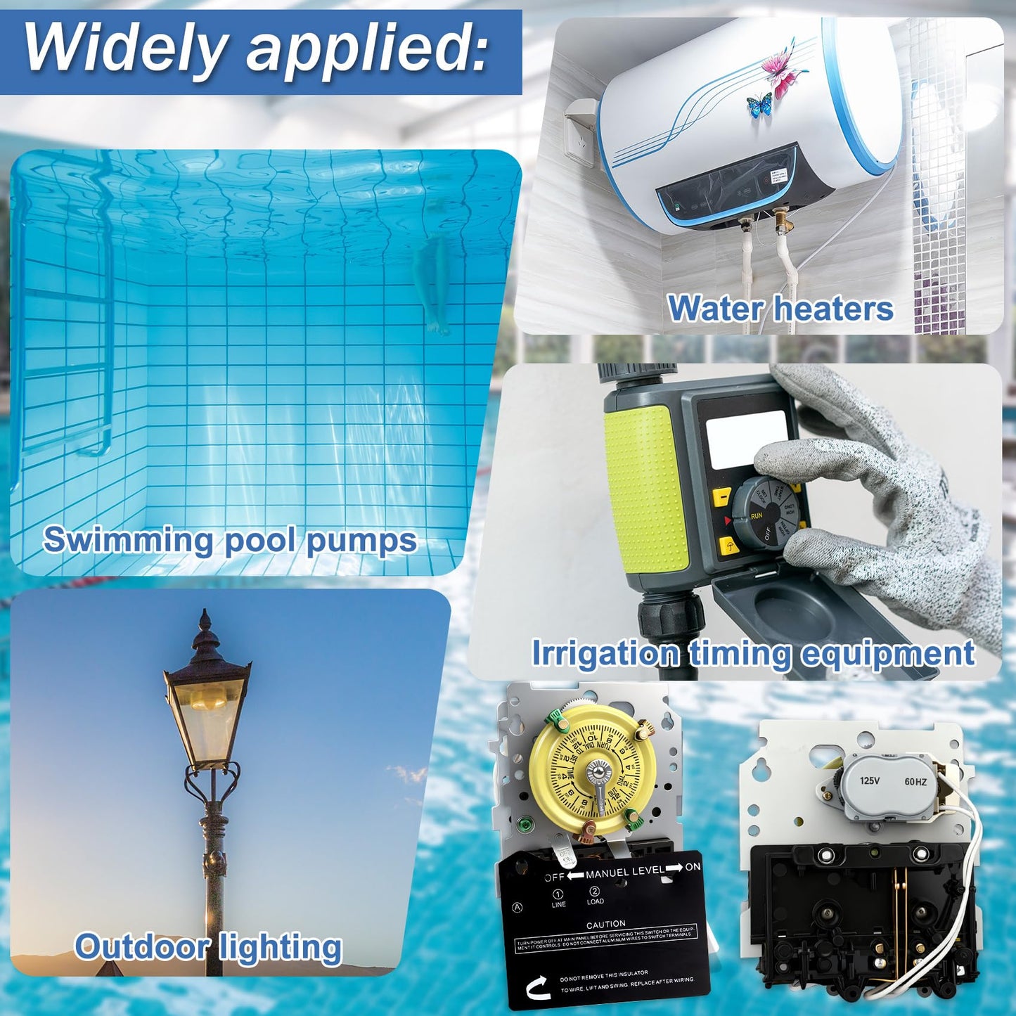 T101M Pool Timer Mechanism Only, Pool Pump Timer, 120V 2HP SPST 40A Time Switch, 24 Hour 12 ON/Off for Pool Pump, Heavy-Duty Mechanical Time Switches,Time Switch Mechanism Only, 5 Years Warranty