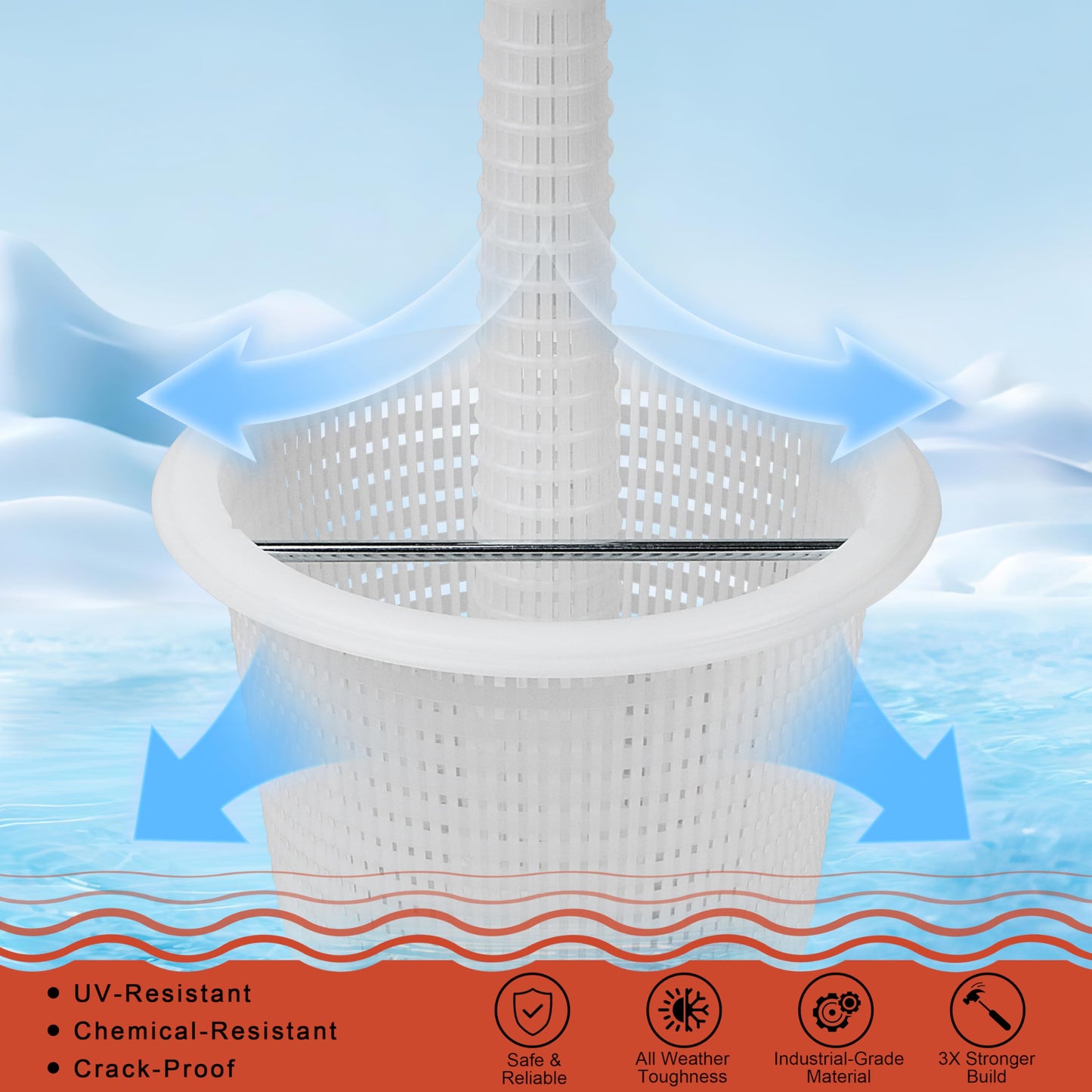 FSQLB SP1070 Pool Skimmer Basket for Hayward Inground Pool, with Tower and Handle