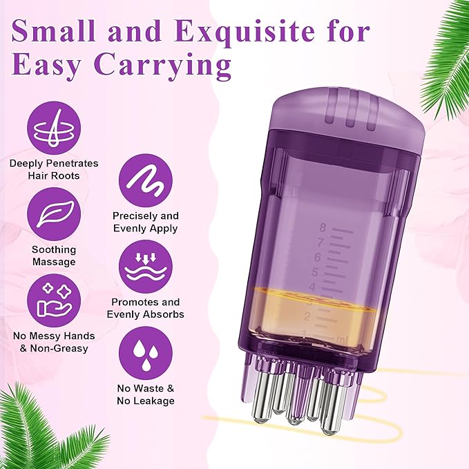 2 PCS Minoxidil Applicators with Cleaning Brush and Dropper, Anglecai Scalp Applicator Comb for Hair Oil Applicator Brush, Minoxidil Brushes for Scalp Applicator Comb for Hair Growth (Purple)