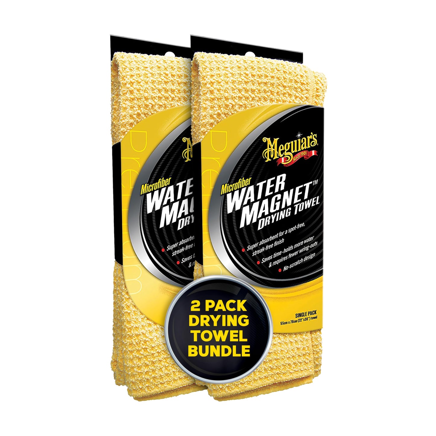 Meguiar's Microfiber Towel, Water Magnet, 2 Pack | Car Drying | Super Absorbent | Scratch-Free