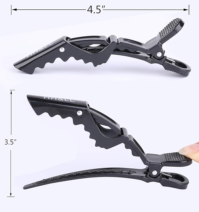 HH&LL Hair Clips for Women – Wide Teeth & Double-Hinged Design – Alligator Styling Sectioning Clips of Professional Hair Salon Quality - 10Pack