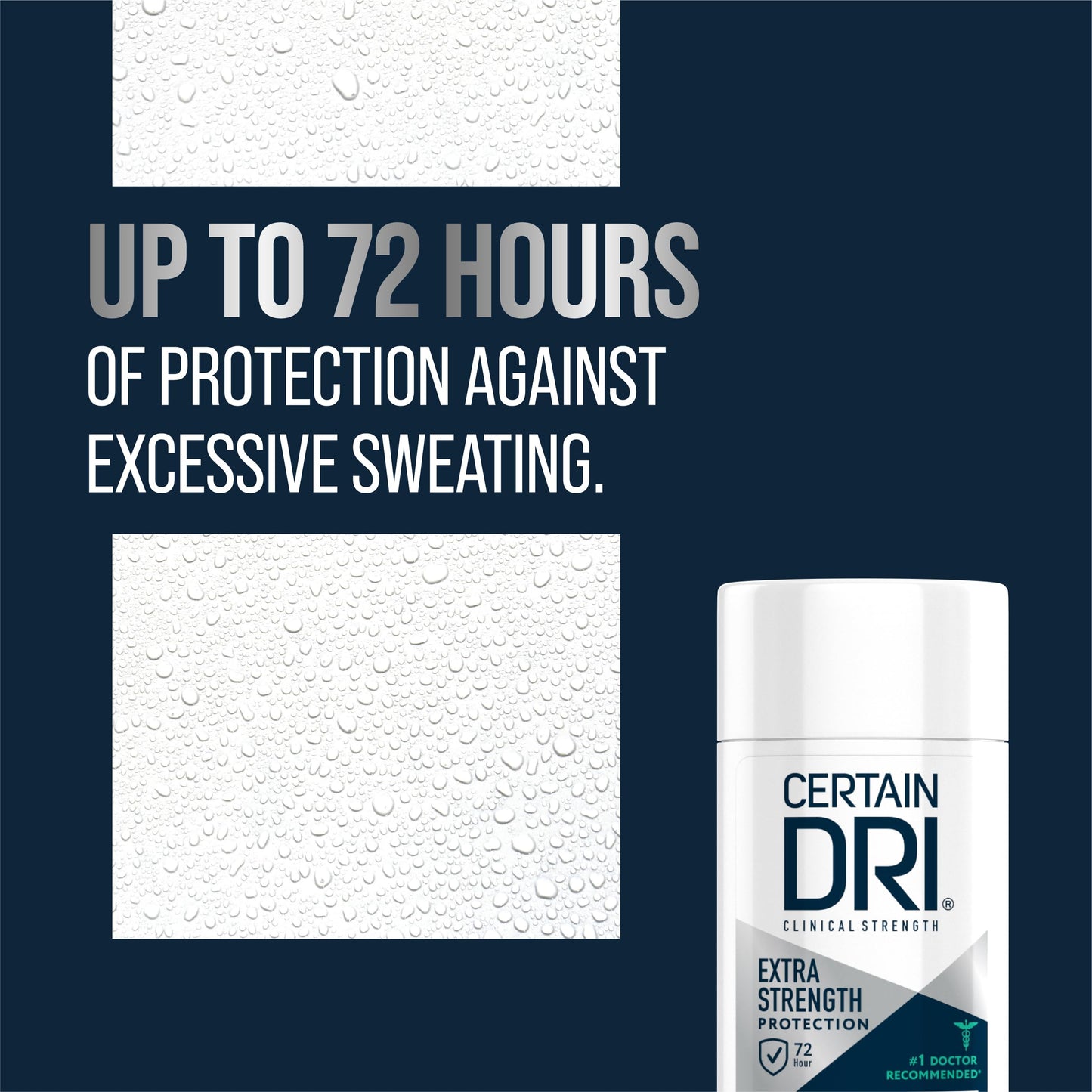 Certain Dri Extra Strength Clinical Solid Antiperspirant - 72-Hour Sweat & Odor Protection for Hyperhidrosis - Maximum-Strength - Powder Fresh Scent - 1.7 oz (Pack of 3)