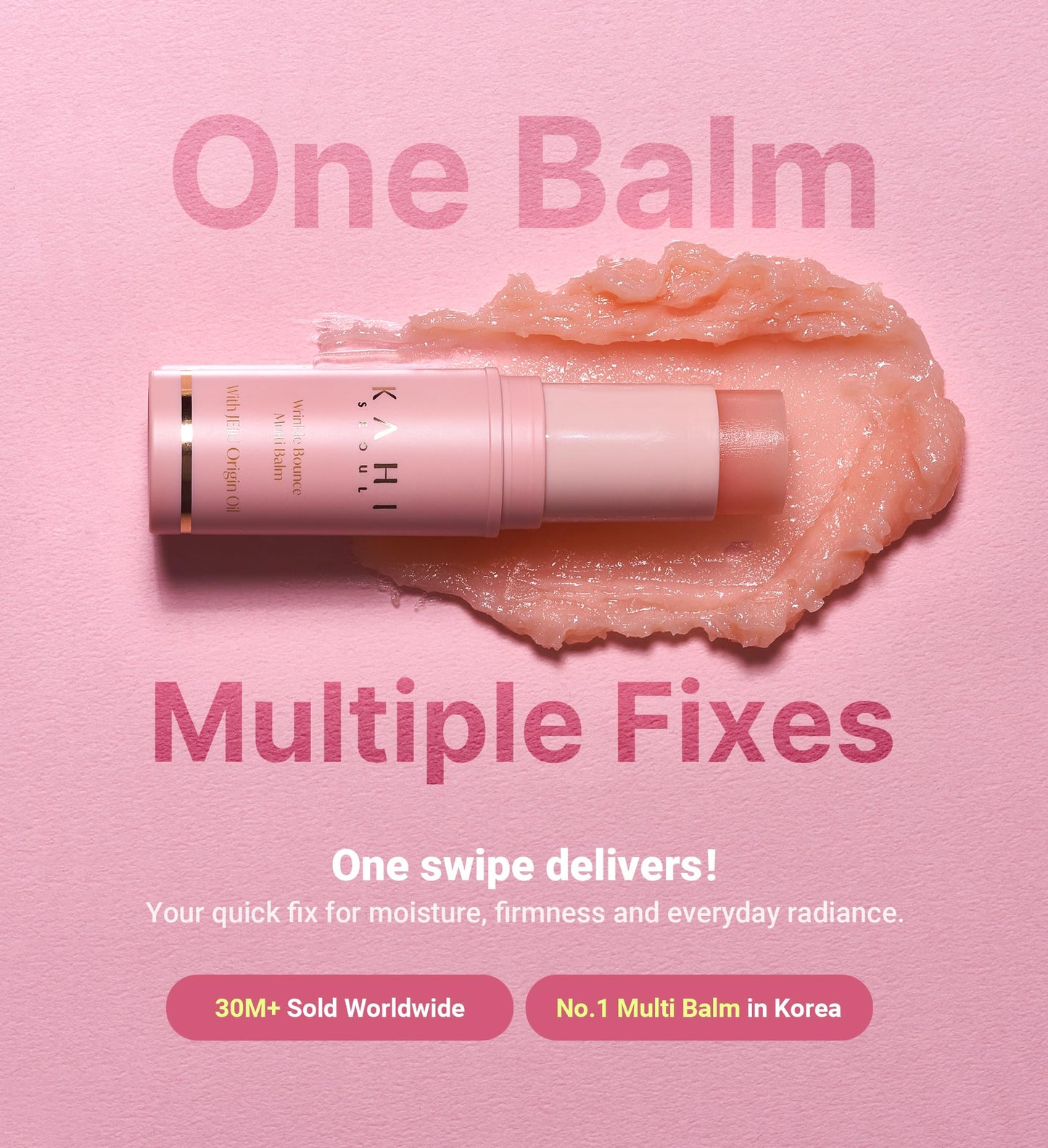 KAHI Wrinkle Bounce Multi Balm Stick | PDRN Collagen Wrinkle Stick | Korean Skin Care |All-in-One Hydrating Lip Balm Eye Cream Neck Cream Make Up Base & Face Mist Moisture Balm