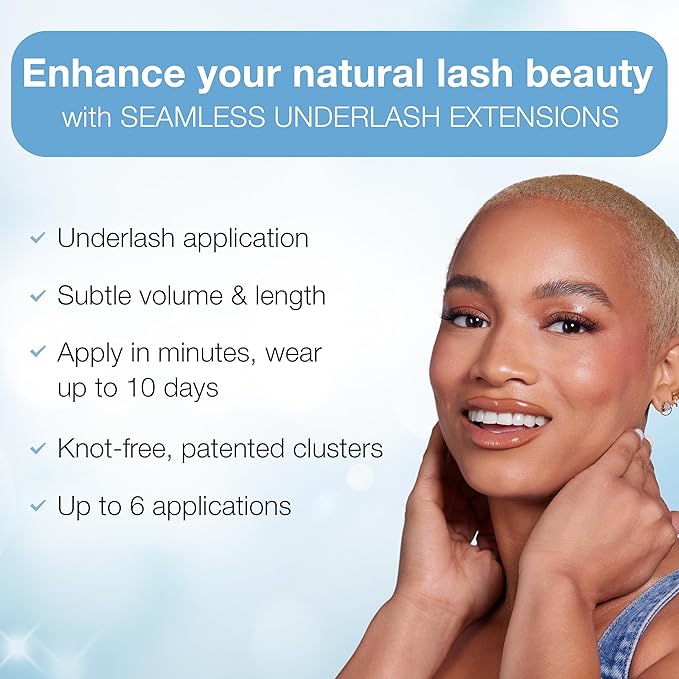 Ardell Seamless Under DIY Lash Extensions Kit Naked Style - Natural Lash Clusters Kit Wispy, Eyelash Clusters, 36 Individual Lashes, Cluster Eyelash Extensions with Bond & Seal, 1 Pack