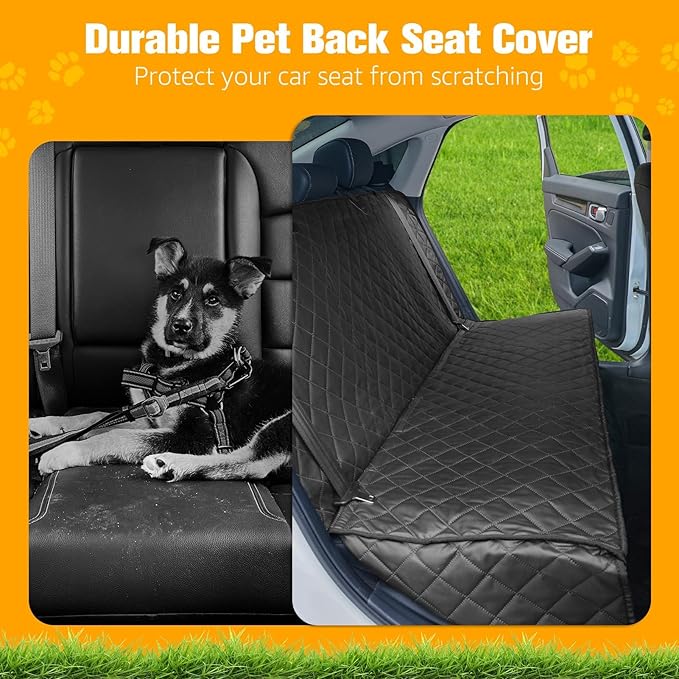PETICON Waterproof Scratchproof Pet Bench Seat Covers for Cars, Trucks, SUVs, Nonslip Durable Back Seat Cover for Dogs, Washable Backseat Protection, Gray