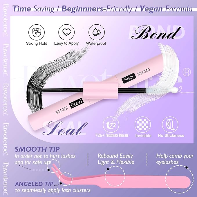 Lash Extension Kit Lash Clusters 80D Full DIY Cluster Eyelash Extension Kit 10-20mm Individual Lashes Mink with Lash Bond and Seal, Lash Tweezers for Self Application (Mink 80D,10-20mm, Kit)