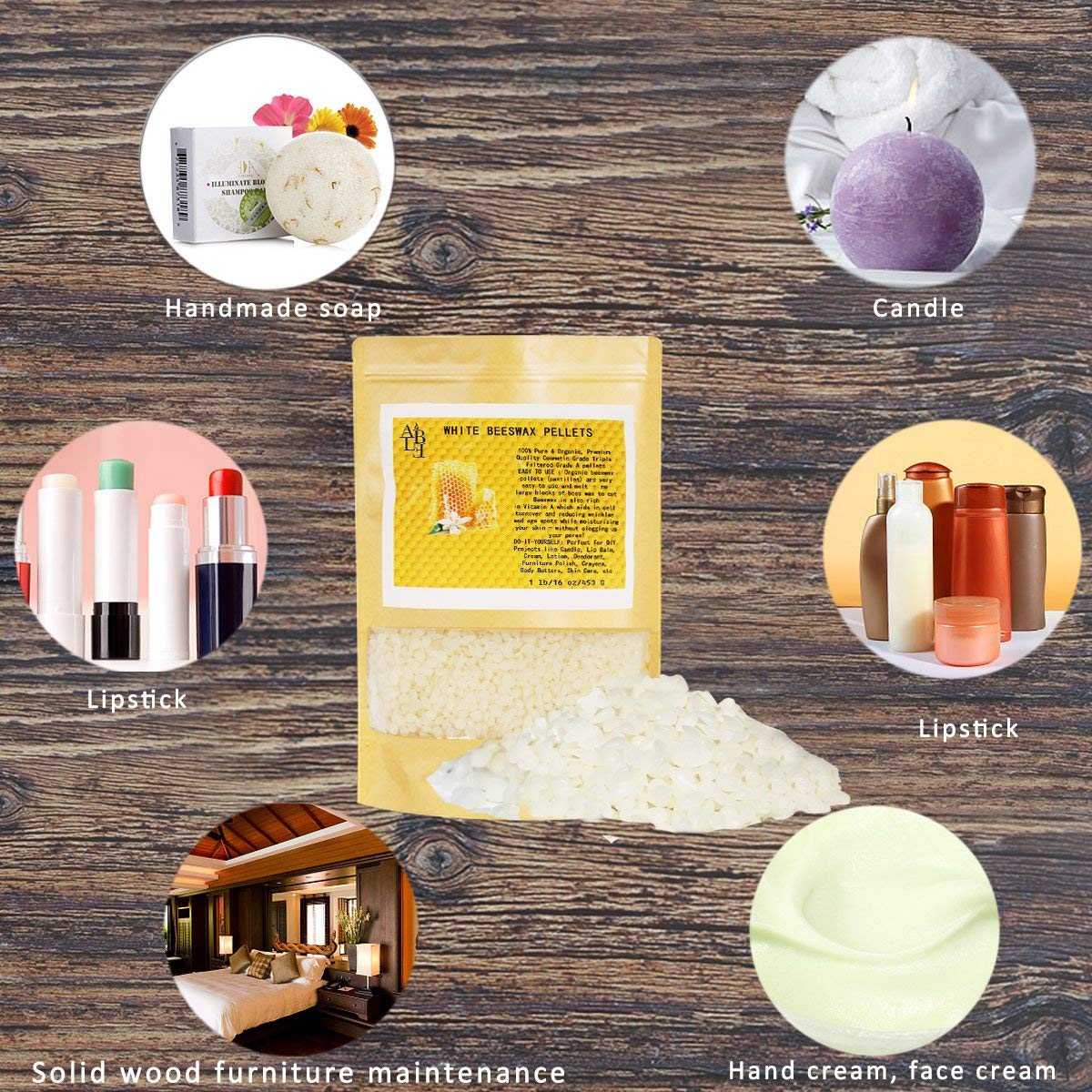 Howemon White Beeswax Pellets 10 lb 100% Pure and Natural Triple Filtered for Skin, Face, Body and Hair Care DIY Creams, Lotions, Lip Balm and Soap Making Supplies