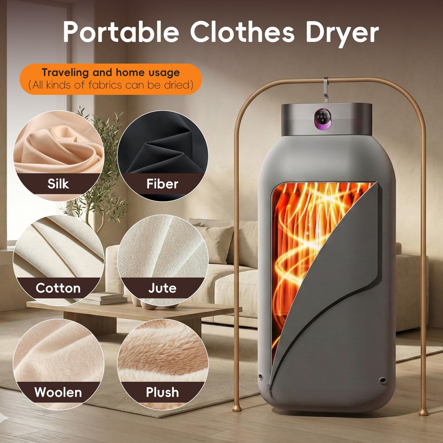 Bullro Mini Travel Clothes Dryer, Mini Travel Clothes Dryer with Remote Control, Portable Clothes Dryer for Travel with Drying Bag, For Apartment, Dorms, RVs, Camping, Quick-Dry Clothes Essentials