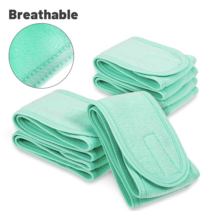 Whaline 4 PCS Spa Headband, Make up Hair Band, Stretch Terry Cloth Headband for Sport Yoga Shower (Mint Green)