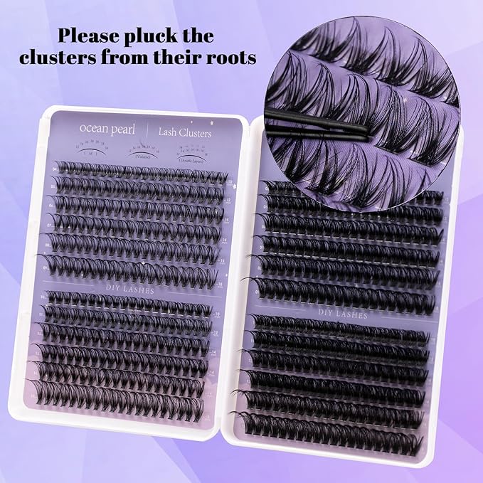 Ocean Pearl Lash Clusters 560pcs 10-18mm Lash Clusters kit 30/40/60/80D Cluster Eyelash Extensions Kit,Eyelash Clusters,Eyelashes,DIY Lashes Clusters Extensions kit with lash adhesive+sealer+tweezers