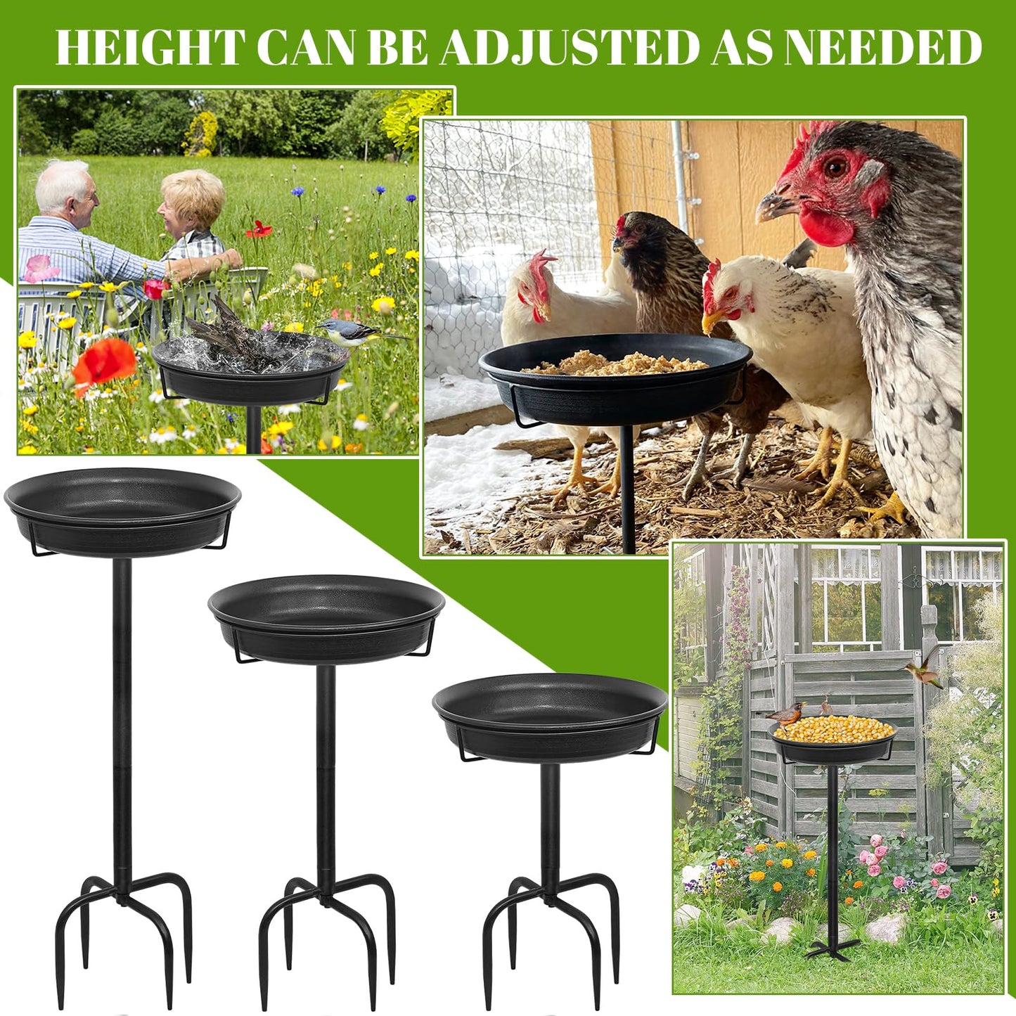 YALINKA 28In Freestanding Birdbaths Bowl Outdoor, Free Standing Garden Bird Bath Bird Feeder Bowl with Metal Stake, Detachable Decoration Spa Birdfeeder for Garden Patio Yard Lawn, New Upgrade(A)
