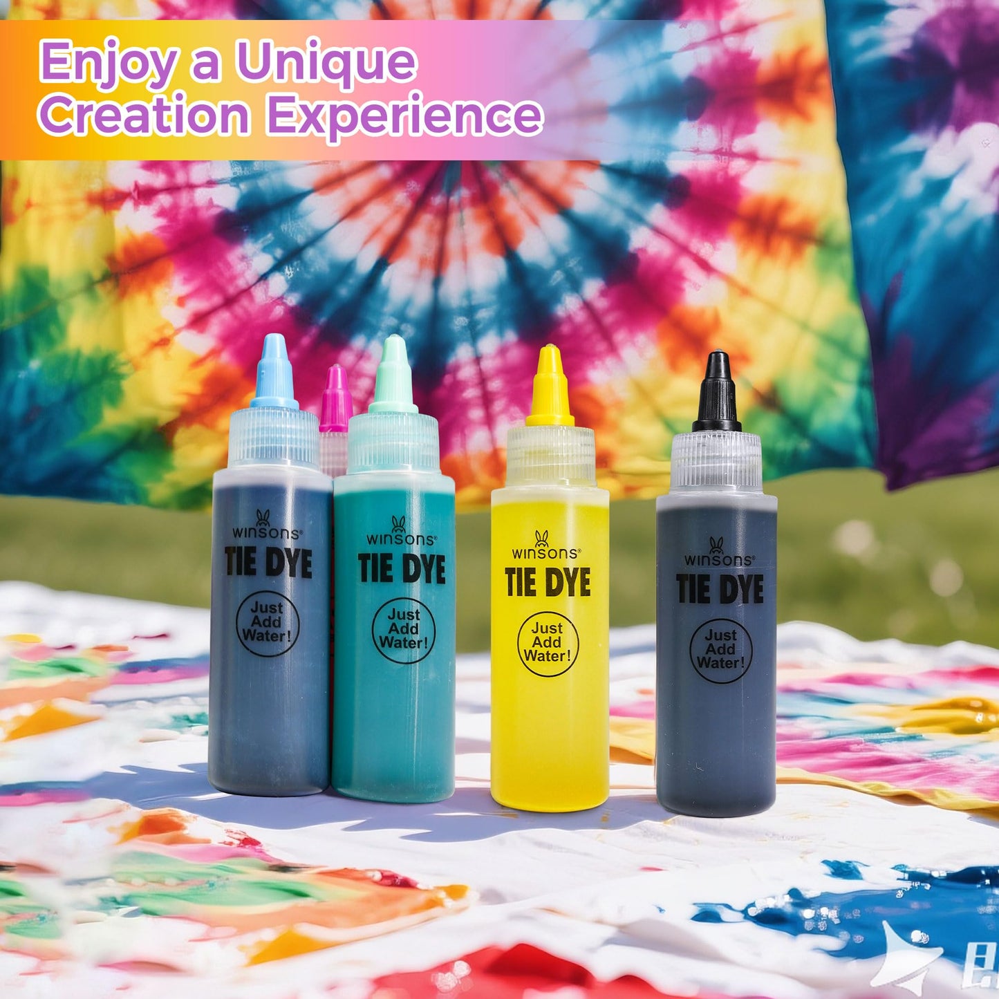 24 Colors Tie Dye Kit, Tie Dye Set for Kids, Pre-Filled Bottles, Non Toxic Permanent Fabric Dye Art Set, Easy DIY Fabric Art - Create Fun (24 Colors)