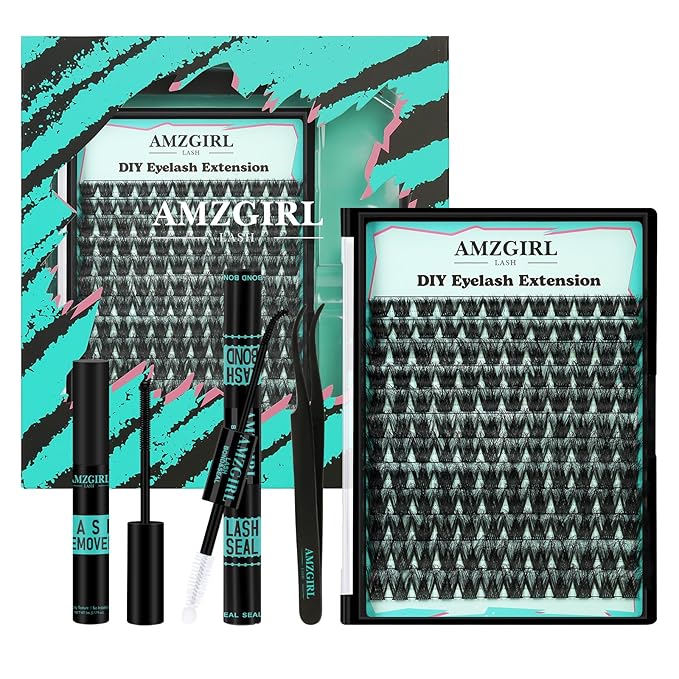 Lash Extension Kit 3D Effect Lash Clusters Kit 144pcs D Curl Eyelash Extension Kit with Lash Bond and Seal Lash Remover Lash Tweezers for Lash Clusters Eyelash Clusters Kit (Twilight, D-10-18mm Kit)