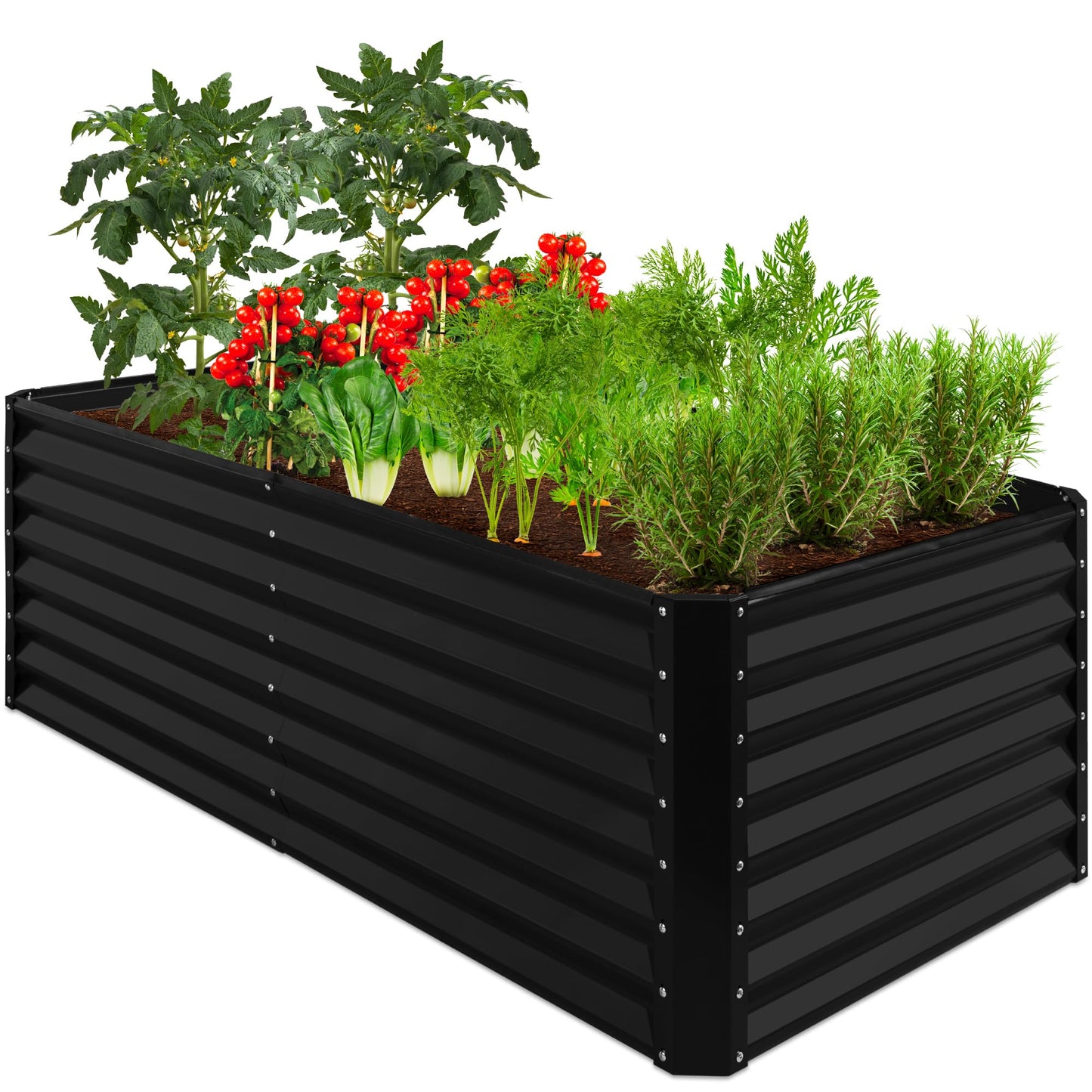 Best Choice Products 6x3x2ft Outdoor Metal Raised Garden Bed, Deep Root Box Planter for Vegetables, Flowers, Herbs, 269 Gallon Capacity, 100% Non Toxic Materials - Black