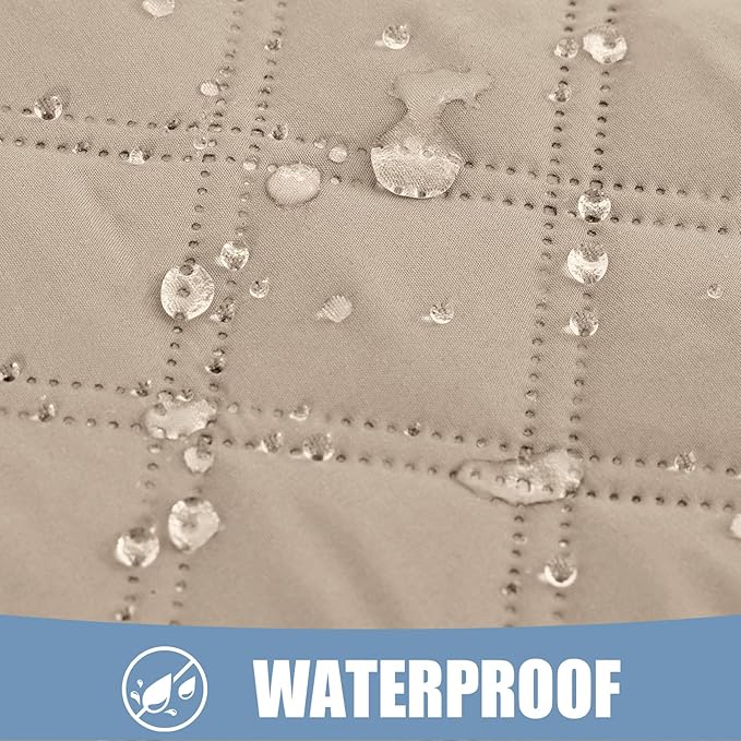 Smiry Waterproof Dog Bed Cover Pet Blanket, Soft Washable Dog Blanket for Furniture Bed Couch Sofa Reversible, Checkered (82"x120", Taupe/Beige)