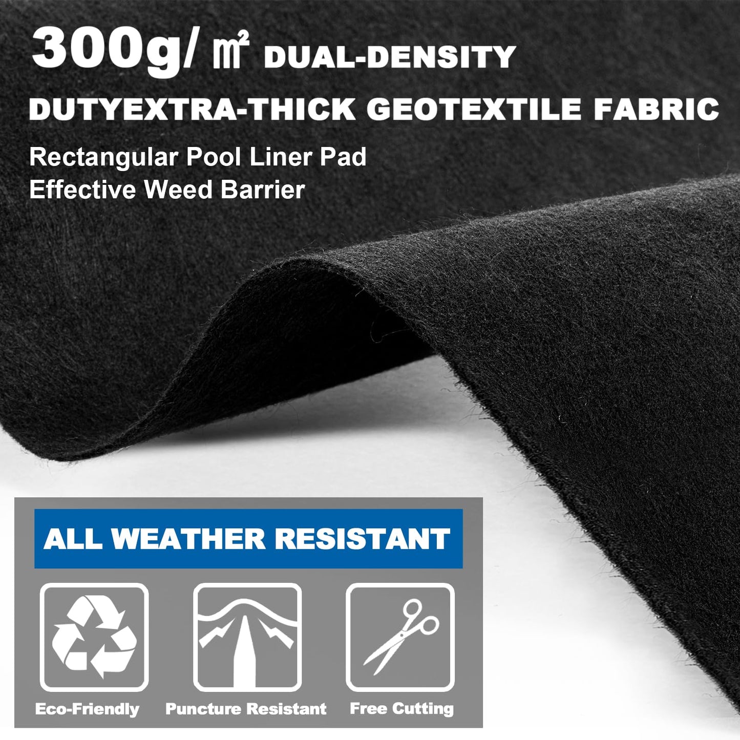 12x24ft Rectangle Pool Liner Pad for Above Ground Pools,300G/M² Thicker Pool Liner Pad, Durable Density Puncture Resistant Mat,Effortless to Install, Pools Bottom Liner Protector, Extend Liner Life