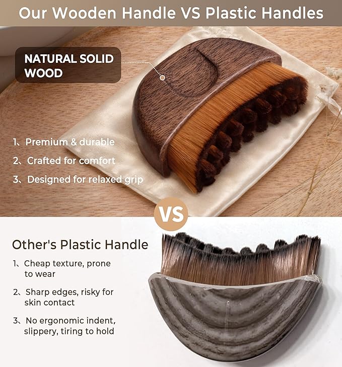 Lymphatic Contour Face Brush - Wooden Handle Lift Lymphatic Drainage Face Brush Facial Sculpting Brushes - Dry Guasha Contour Face Brushes Anti - Puffiness, Detox Walnut