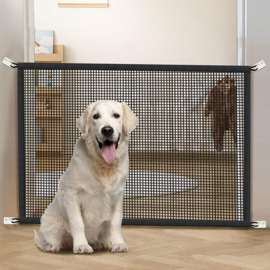 Dog Gate for Stairs Pet Gates for The House: Dogs Screen Mesh Gate for Doorways Stairways Indoor 29 inch Tall, 50 inch Wide Fits 44-47 inch Openings