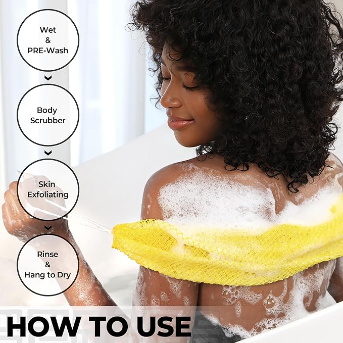 African Net Sponge with Knots - 2 Pieces Exfoliating Body Scrubber Bath Sponge - Back Scrubber Washcloth for Shower - Real African Scrub Exfoliator Body Care for Women