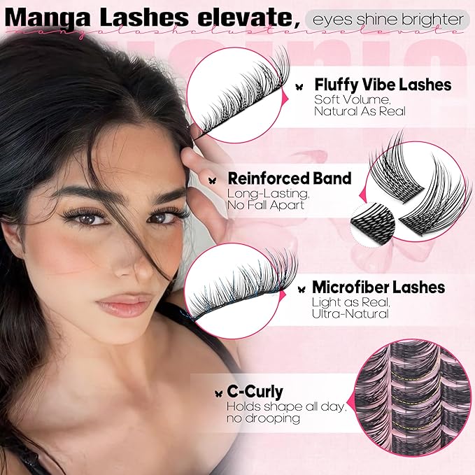Wispy Lash Clusters Natural Cluster Eyelash Extensions 8-16mm Eyelash Clusters C-Curly Daily Wear Lashes Clusters Natural Bare Face Individual Lashes Eyelashes Clusters