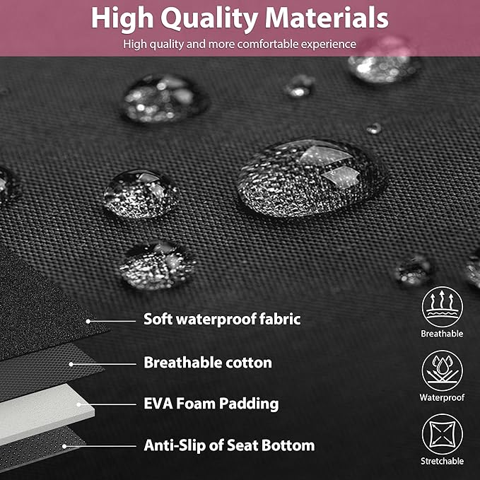 CAR PASS Waterproof Car Seat Covers Front Seats Only with 5mm Composite EVA, Neoprene Car Seat Cover Separate Headrest Cover, Quick Setup Universal Fit for Car SUV Trucks,Airbag Compatible Black Pink