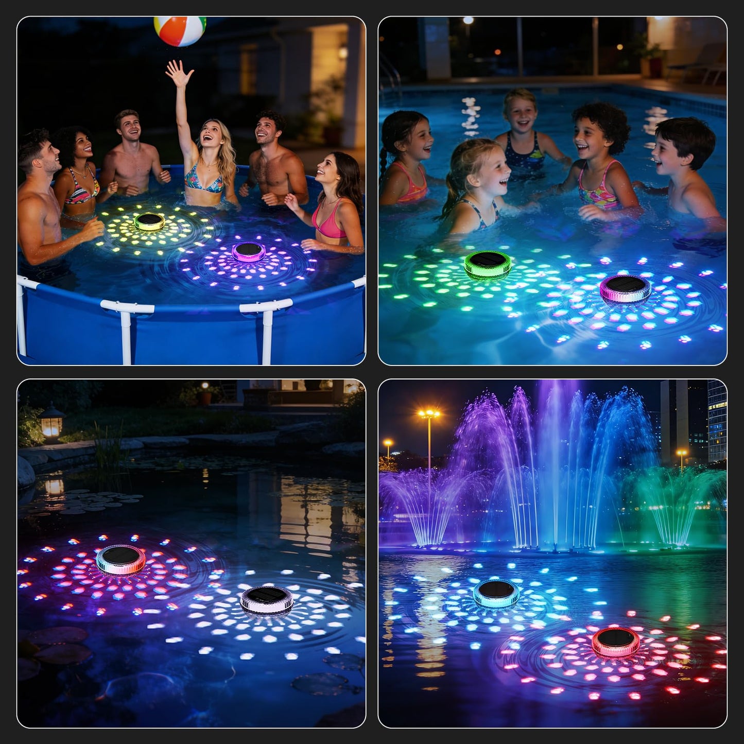 Bsgifts Solar Floating Pool Lights, Outdoor LED Pool Lighted that Float with Remote, IP68 Waterproof Swimming Decor Lighting for Inground Pool, Above Ground Pools, Pond, 2 Pack