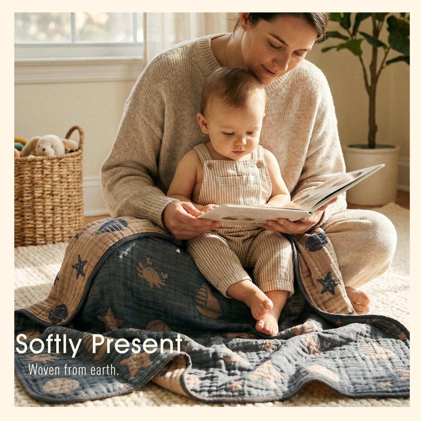 HardNok Ultra Soft Muslin Baby Blanket, A Versatile Swaddle and Crib for Babies, Toddlers, Boys, and Girls (1 Pack Ocean)