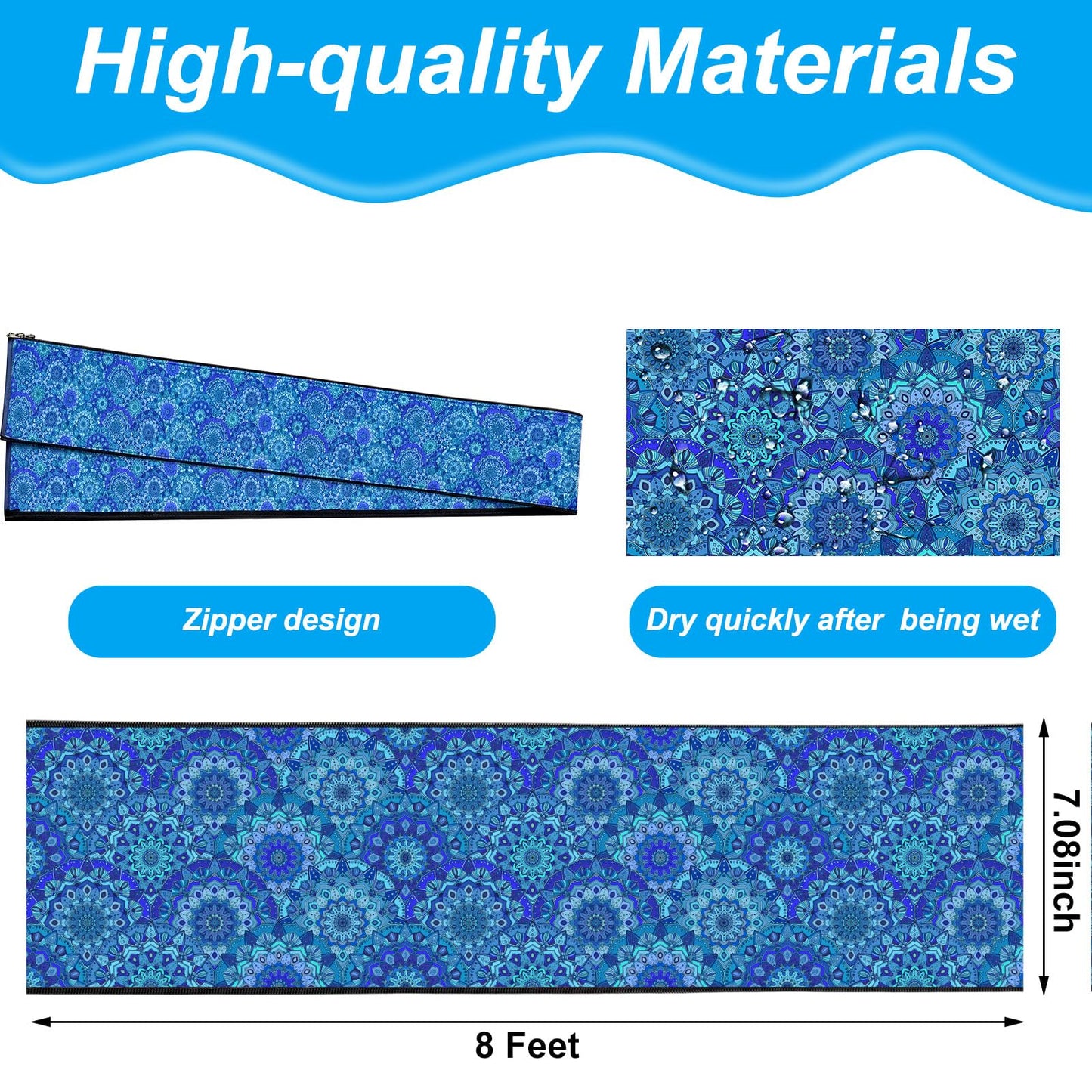 Junkin Pool Handrail Cover 8 ft Swimming Pool Ladder Hand Rail Cover with Zippers Slip Resistant Railing Mandala Rail Grip for Inground Pools Swimming Hand Railing