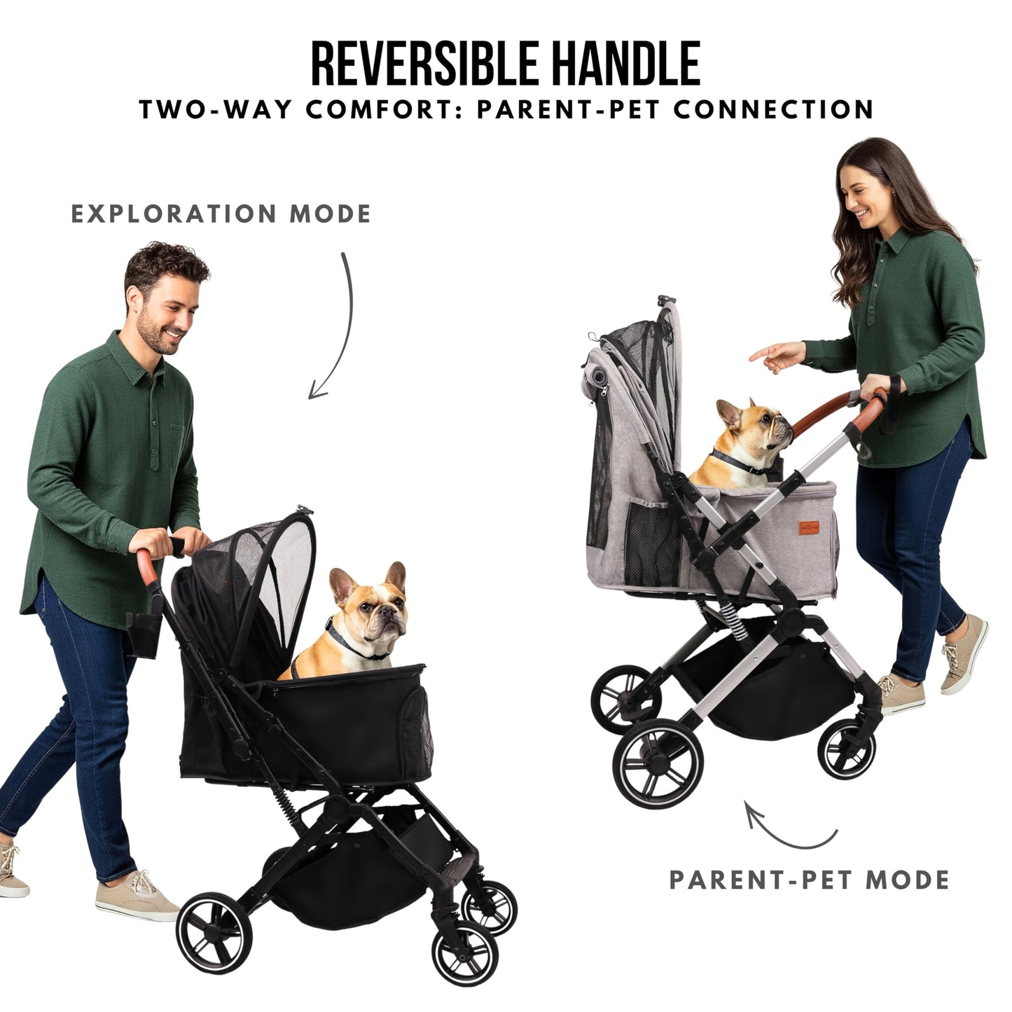 Bicystar Pet Stroller for Small Medium Dogs Cats Up to 45 lbs, Travel Lite Collapsible, All Terrain 4 Wheels for Jogging, Running, Black