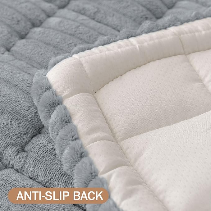 Smiry Couch Cover for Dogs Washable, Non Slip Fuzzy Pet Couch Covers for 3 Cushion Sofa Pet Friendly, Thick Soft Sofa Slipcovers Cushion Protector (Grey, 27.6" x 47")