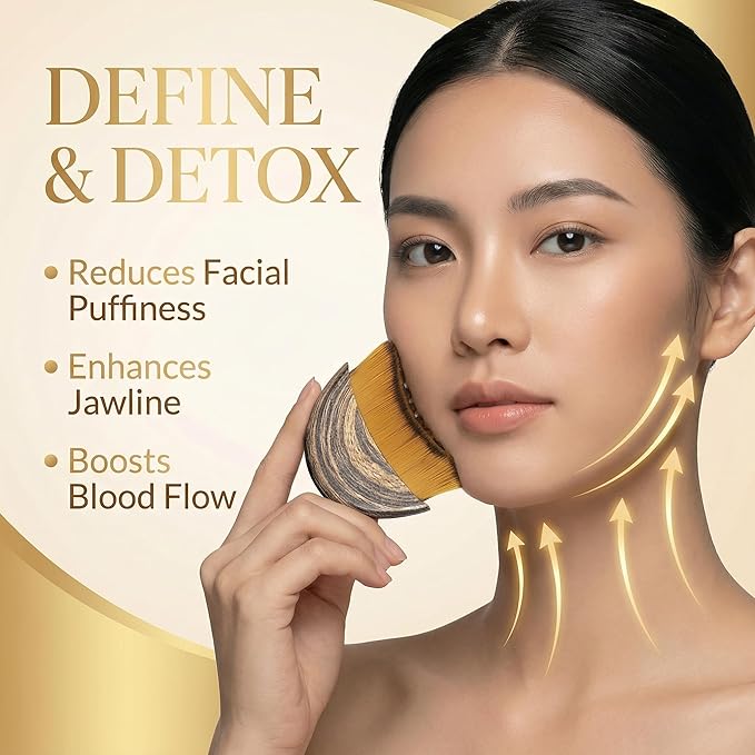 Brenza Lymphatic Contour Face Brush Ã¢ÂÂ Facial Sculpting Tool for Lymphatic Drainage & Depuffing, Face Massager for Jawline Definition, Facial Dry Brush Skincare Tool