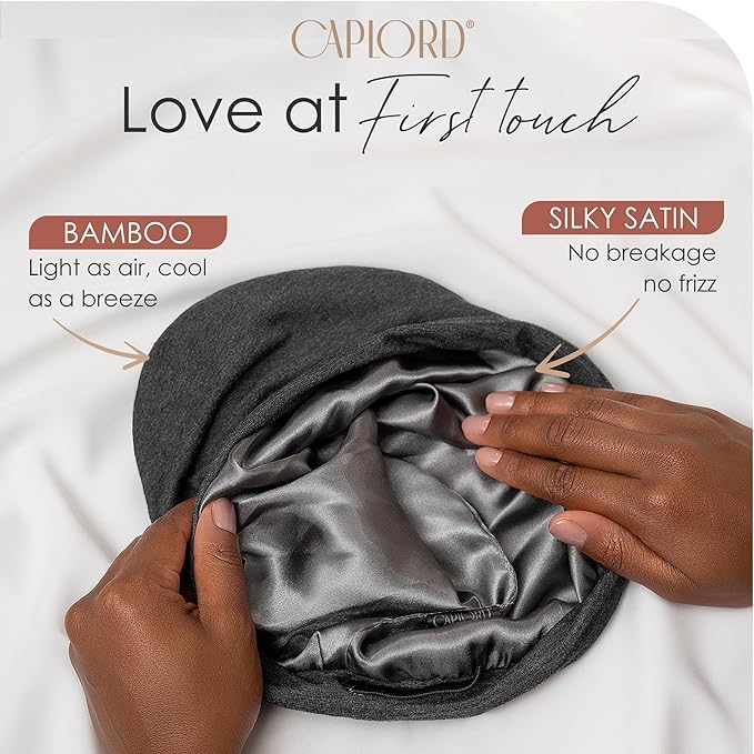 CAPLORD Satin Bonnet for Sleeping, Curly Hair Wrap Sleep for Men, Adjustable Silk Beanies for Women, Silk Hair Bonnet
