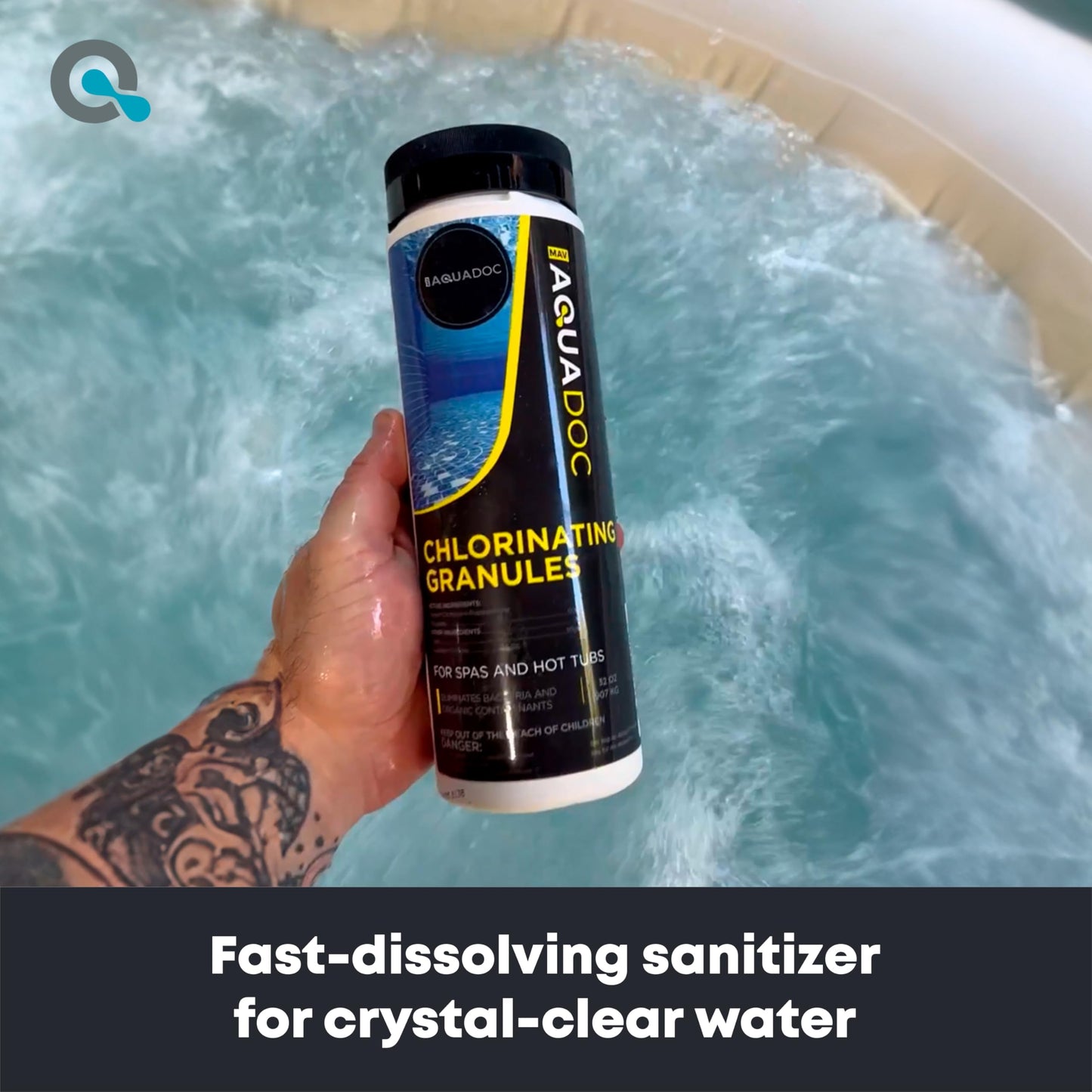 Spa Chlorine for Hot Tub Sanitizer 2lb (2 Pack) - Quick Dissolving Hot Tub Chlorine Granules, Spa Chemicals Made in the USA - AquaDoc