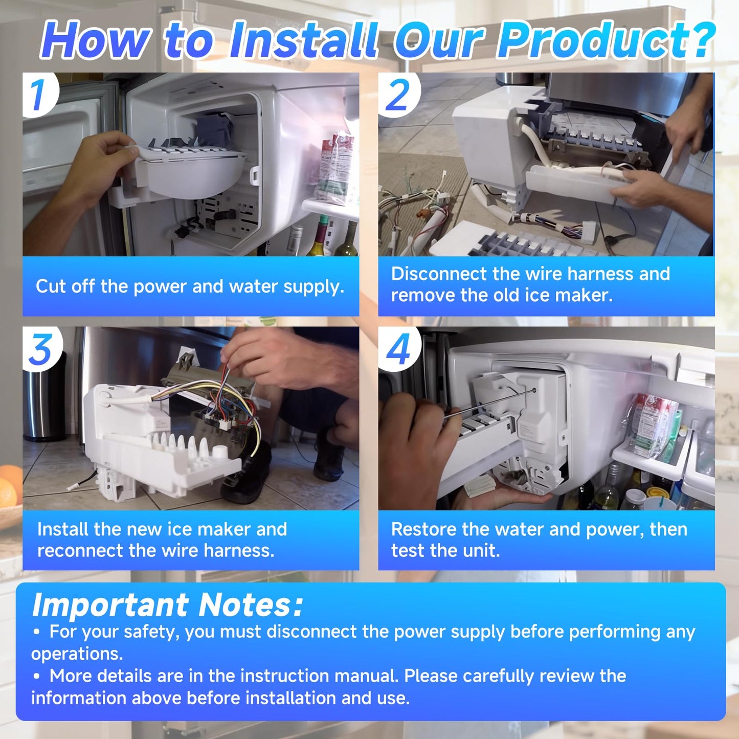 W10882923 Refrigerator Ice Maker, Compatible with Whirlpool Maytag KitchenAid, Replaces W10377151 AP6037857 W10377147 PS11769140, Stable & Efficient Ice Production