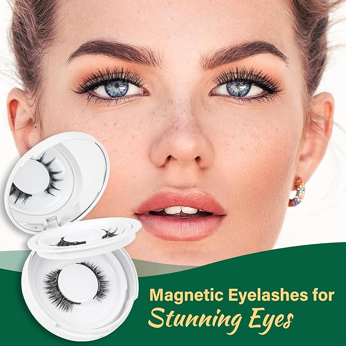 KEYYOU Daily Wear Reusable Magnetic Eyelashes 2 Pair with Applicator No Glue Needed 3D Natural Magnetic Lashes, Easy to Apply & Long Lasting for Daily Use & Events(A01+A02)