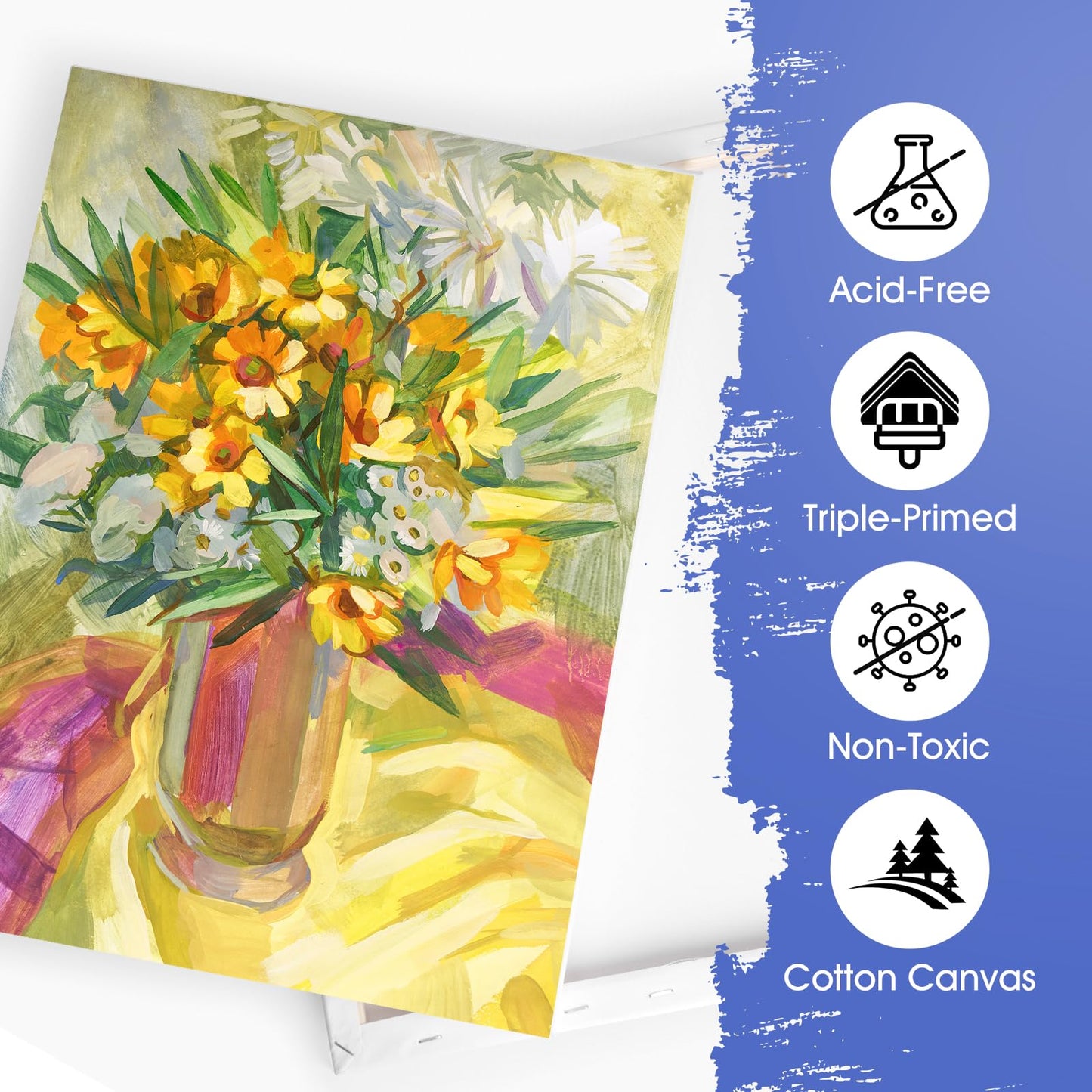 ESRICH Stretched Canvas for Painting 12x16 Inch, 3 Pack Blank Canvas -5/8 in Profile Primed Cotton White Canvases for Painting for Oil & Acrylic Paint