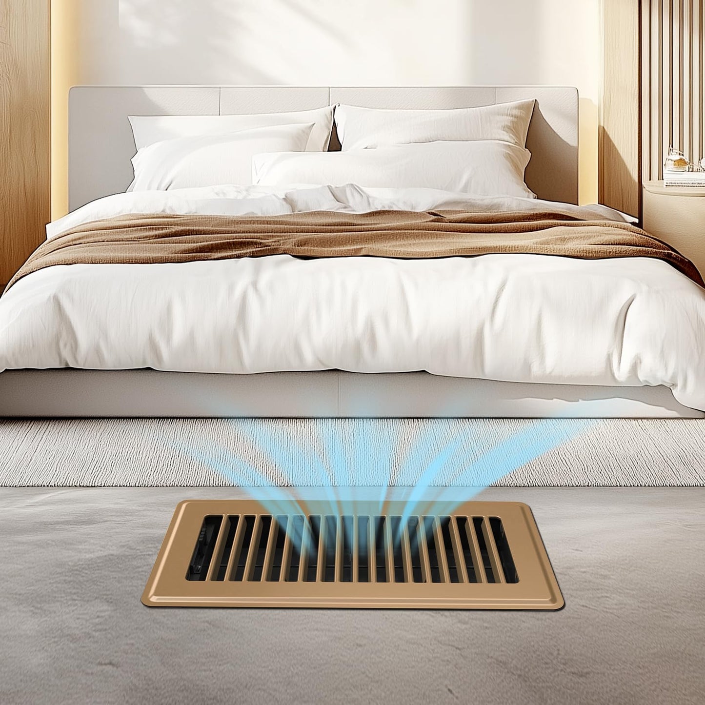 BYEWIRE Floor Register 4x10, Adjustable Floor Vent Covers for Home Floor, Wall, Heavy Duty Walkable Steel Floor Vents, Rust-Proof Register Vent Cover, Air Vents 2 Pack Value Set, Brown