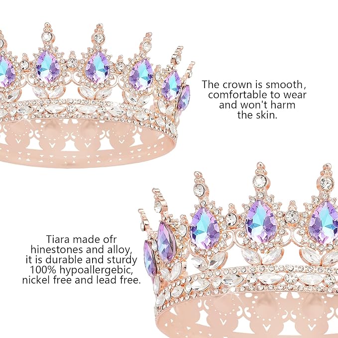 YOUlDIANZI Queen Crown Rhinestone Wedding Crowns and Tiaras for Women Costume Party Hair Accessories Princess Birthday Crown Crystal Bridal Crowns