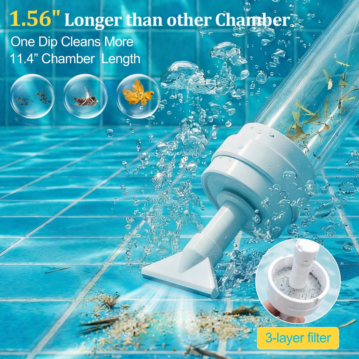 Spa Vacuum Compatible with 6250 Paradise Power, No Pumping, No Batteries or Electricity, Powered by Water Pressure, Cordless Hot Tub Vac Cleaner Picks up Pebbles, Sand&Debris, with Telescopic Handle
