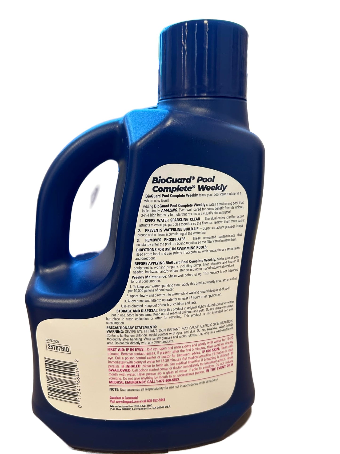 BioGuard Pool Complete Weekly 3L, 3-in-1 High-Intensity Clarifier & Cleaner, Prevents Waterline Buildup, Removes Phosphates, Keeps Water Clear