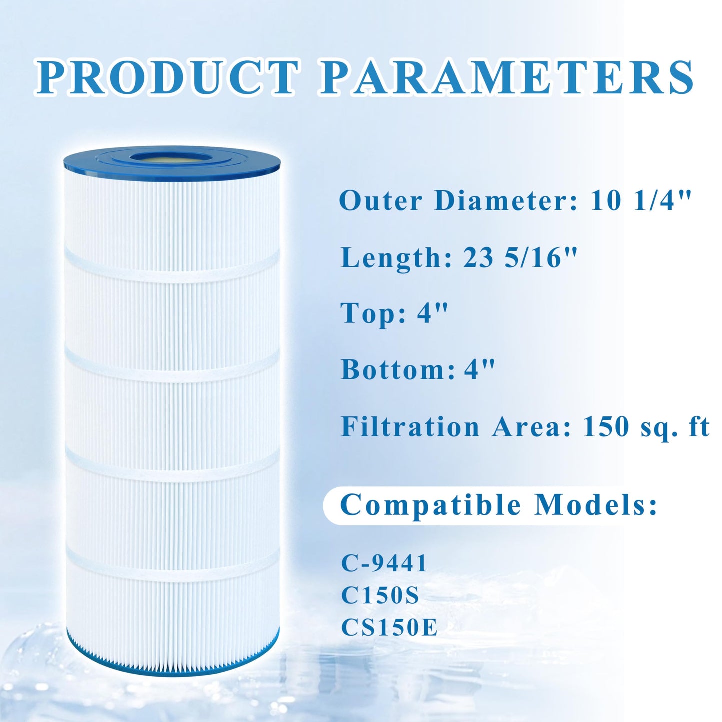 Chryseos Pool Filter Compatible with C150S, CS150E, C-9441, SwimClear CX150XRE, PA150S, 1 Pack