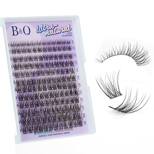 B&Q Natural Lash Clusters 03 - Cluster Eyelash Extensions, Pestañas Postizas Naturales Style Eyelashes Comfort Fit - Day-to-Night Natural Effect - Office & Date Ready For Effortless Beauty(8-16mix)