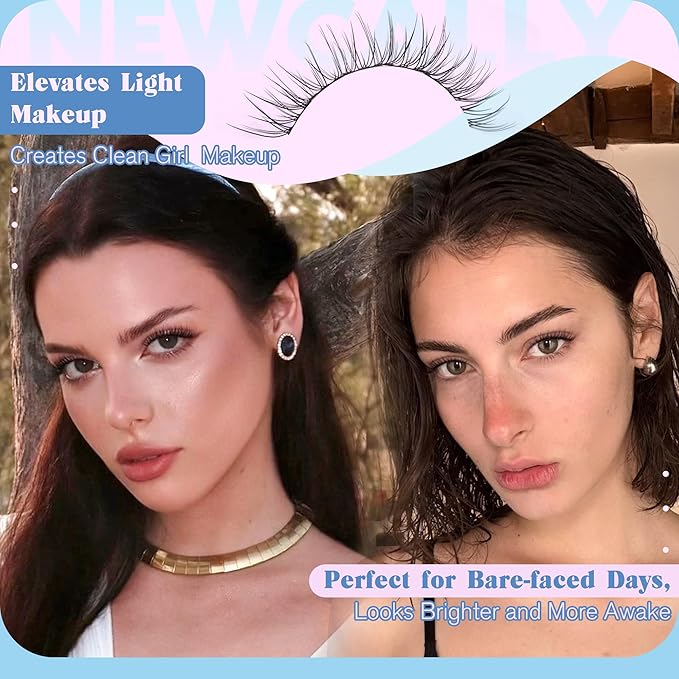 Natural Lash Clusters Kit DIY Lash Extension Kit Wispy Eyelash Extension Kit C-curly Individual Lashes Kit 9-12MM Short Eyelash Clusters with Lash Remover by Newcally